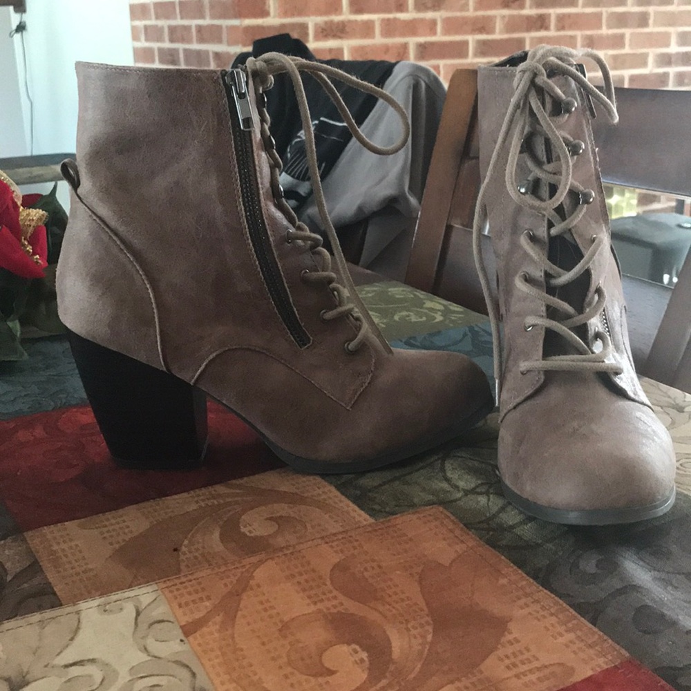 Dandy Brown Lace Up Bootie with Side Zip Closure